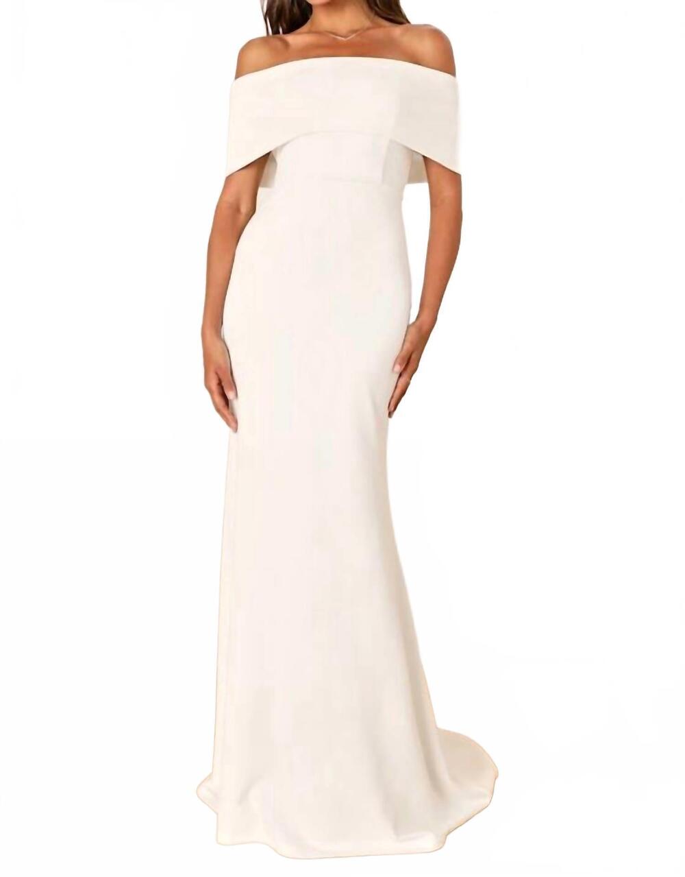 NEW LULUS exceptional romance off-the-shoulder mermaid maxi dress in white